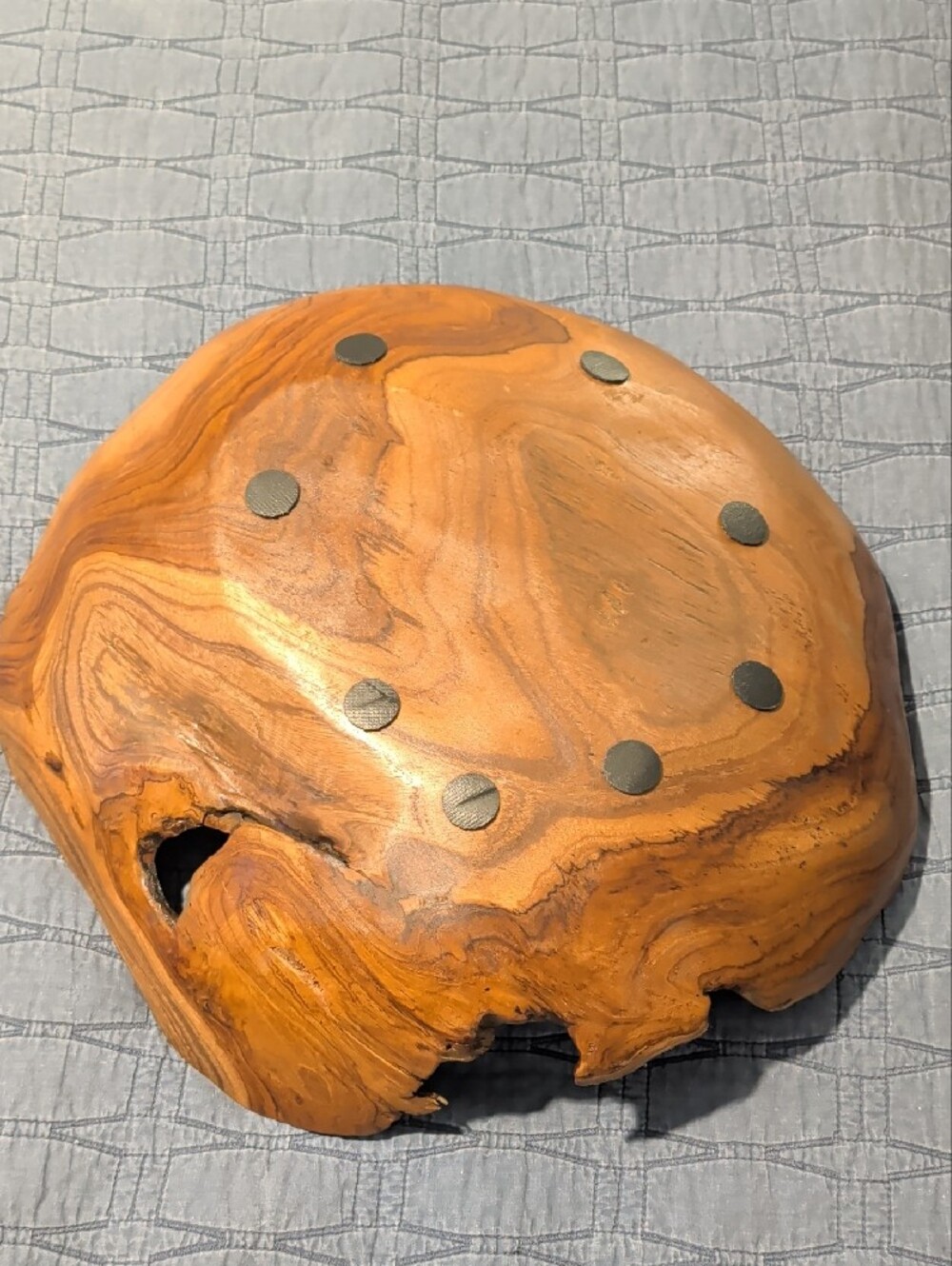 Live Edge Teak Wood Bowl - Warm Honey Brown - Picture 5 of 10
